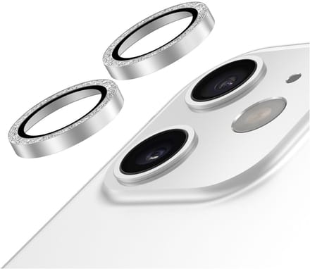 AVY Camera Lens Protector Rings | Geschikt voor Apple iPhone 12 / 12 Mini / 11 | Camera Lens Protector Glas | Schokbestendig | Krasbestendig | met Applicator | Glitter Zilver