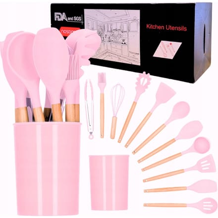 Keuken Accessoires Set Keukengerei 12St. Siliconen Bamboe Set