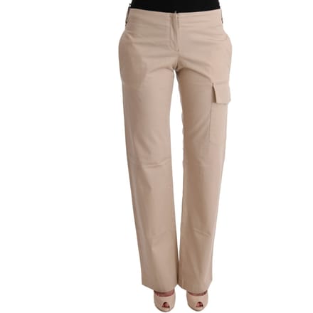 Beige Rechte Casual Broek