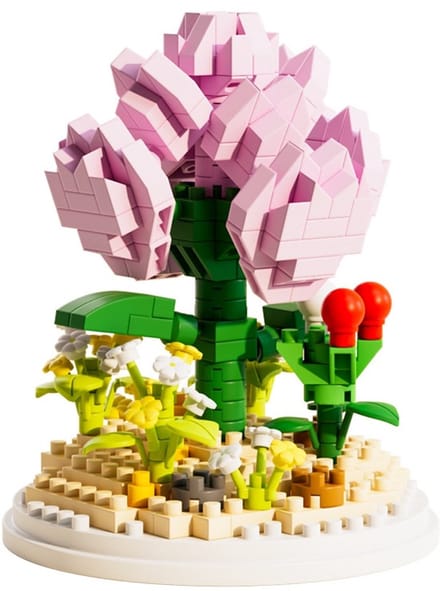 Mini Building Blocks Flower – Roze Bloem - bouwstenen