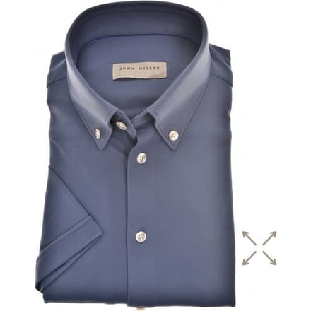 John Miller Overhemd Hyperstretch Slim-Fit Short Sleeve Donker Blauw / male