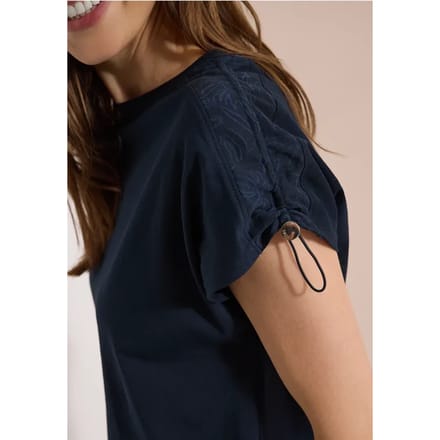 Shirt met rimpels in effen kleur