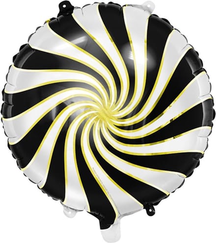 Partydeco - Folieballon candy swirl zwart