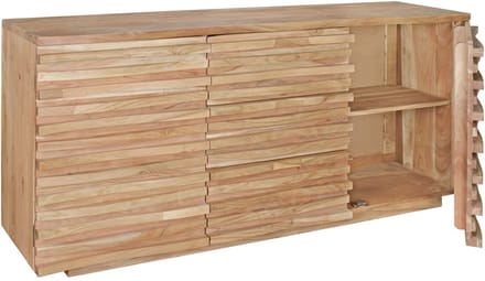 dressoir KADA 160 x 75 x 43 cm massief hout Acacia Natuurlijk Wane sideboard | Land stijl commode en deuren | Hal kast staande kast