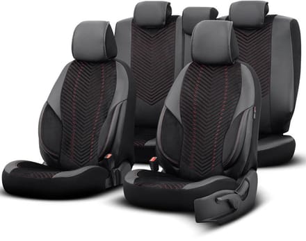 Autostoelhoezenset Advanced zwart-rood (complete set)