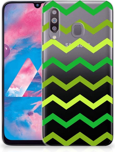 Samsung Galaxy M30 TPU bumper Zigzag Groen