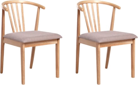 CRAIG - Eetkamerstoel set van 2 - Lichtbruin/Taupe - Rubberhout