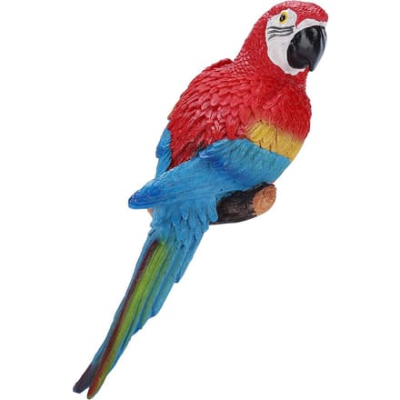 Hars Levensgetrouwe Vogel Ornament Beeldje Papegaai Model Speelgoed Tuin Beeld Muur Decoratie (Rood Links) red
