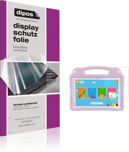 dipos – 2x Beschermfolie geschikt voor LETGOSPT Kids Tablet 10.1 | Krasbestendige & heldere Screenprotector Ultra-Thin