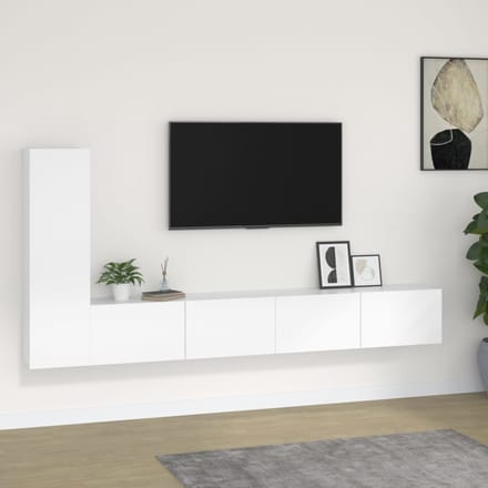 vidaXL - 3-delige - Tv-meubelset - bewerkt - hout - wit