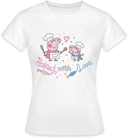 Peppa Pig Design Baked With Love T-Shirt Dames