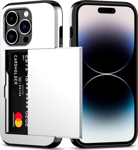 pashouder hoesje geschikt voor iPhone 15 Pro Max | vakje voor pasjes wit