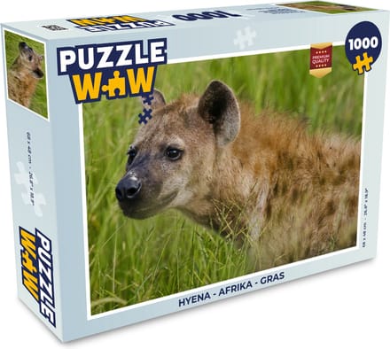 Puzzel Hyena - Afrika - Gras - Legpuzzel - Puzzel 1000 stukjes volwassenen