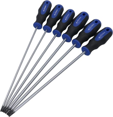 Schroevendraaier Set - Torx Bits - Moeilijke Plekken - Sabotagebestendig - 6 Stuks 25cm - Zwart