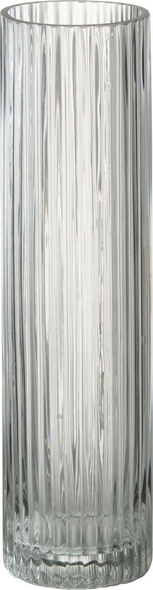 J-Line vaas Cylinder Lijnen - glas - transparant - medium - 30 cm hoog