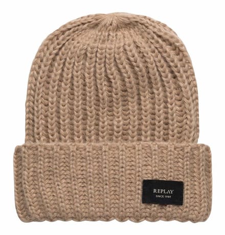 REPLAY muts sjaal Beanie + Scarf Set Light Brown beige