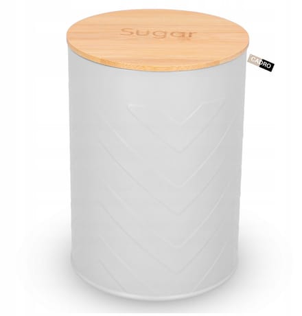 Metalen Suikerpot Grijs met Bamboe Deksel & Afdichting 1.4L