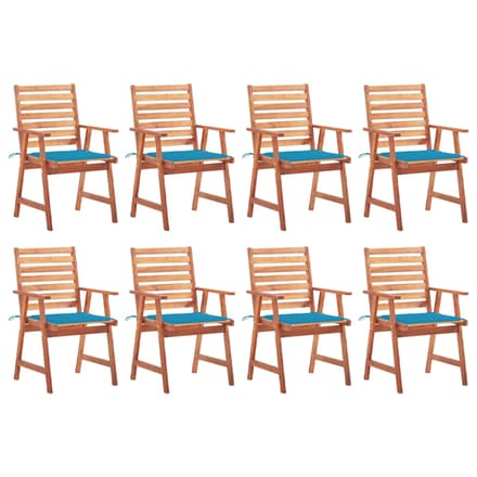 vidaXL - Tuinstoelen - 8 - st - met - kussens - massief - acaciahout