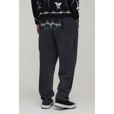 Tall Balloon Fit Gothic Washed Joggingbroek | Washed Charcoal | Size XL