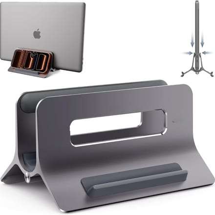 Famanu - Laptopstandaard, verticale laptopstandaard voor notebooks, verstelbare standaard voor laptops