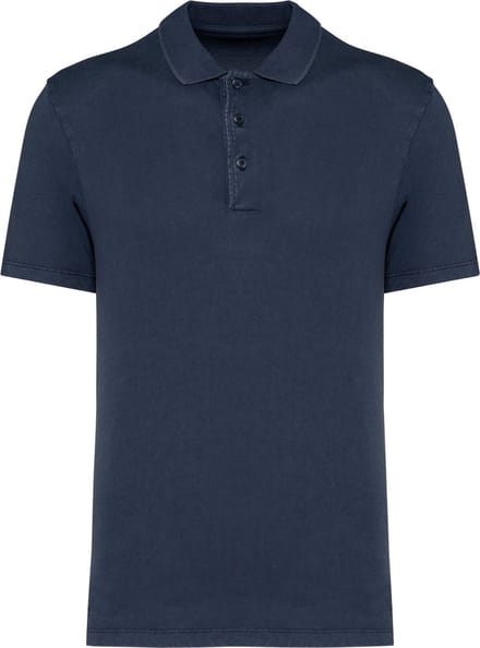 Herenpolo korte mouwen met knopen merk Native Spirit Washed Navy Blue - M