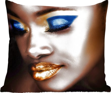 Sierkussens - Kussentjes Woonkamer - 60x60 cm - Vrouw - Goud - Lippenstift