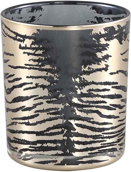 PTMD Djenna Ronde Theelichthouder Zebra - H10 x Ø9 cm - Glas - Goud