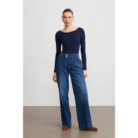 Hoge Taille Wijde Pijpen Katoenen Denim Jeans