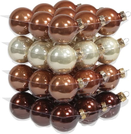 Othmar Decorations Kleine kerstballen - 36x st - bruin tinten - D4 cm - glas - kerstversiering