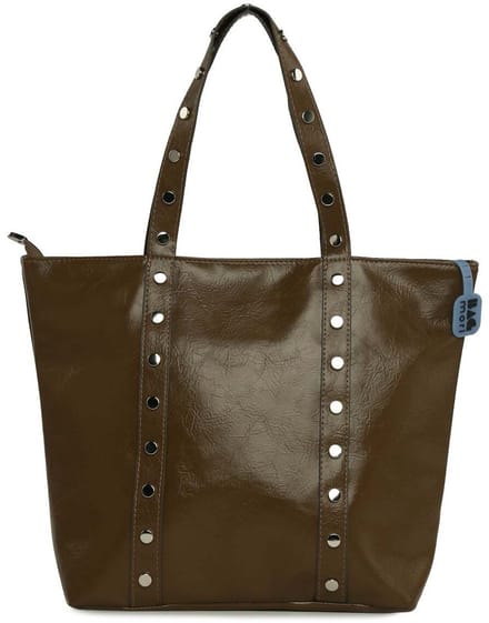 Bagmori Shopper Grote tote bag van gekreukt leer met studsdetails