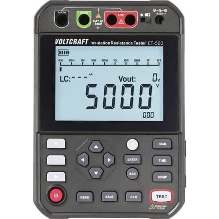 VOLTCRAFT ET-500 Isolatiemeter 250 V, 500 V, 1000 V, 2500 V, 5000 V 5.0 TΩ