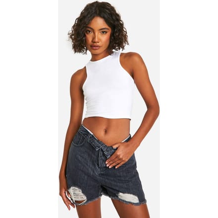 boohoo Dames Tall Fold Over Waist Shorts | Grijs | Maat: 36