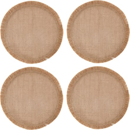 Placemats, Set van 4 Stuks, Rond, Jutte, Geweven, 38 CM, Naturel - Mikasa
