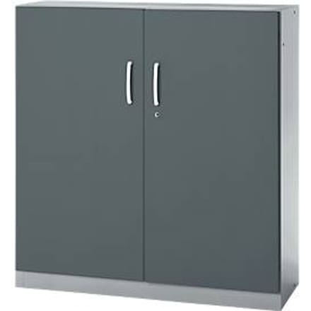 Kantoorkast, 3OH, afsluitbaar, met opliggende deuren, B 1200 mm, basaltgrijs/blank aluminium