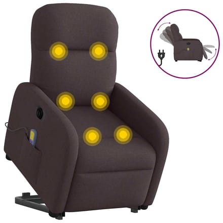 vidaXL - Sta-op-massagestoel - elektrisch - verstelbaar - stof - donkerbruin