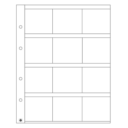 OPTIMA - Muntblad - Muntvellen, voor 12 munthouders 50x50 mm, transparant