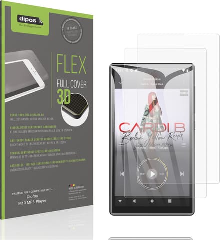 dipos FLEX – 2x Matte Screenprotector geschikt voor Diofox M10 MP3-Player | Volledige Schermbescherming | Case-Friendly