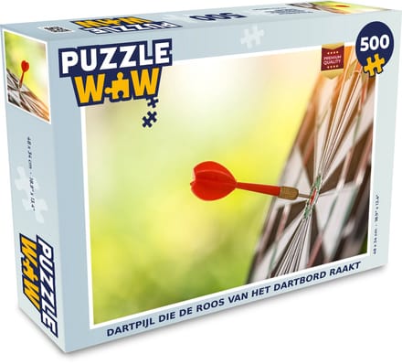Puzzel Dartpijl die de roos van het dartbord raakt - Legpuzzel - Puzzel 500 stukjes