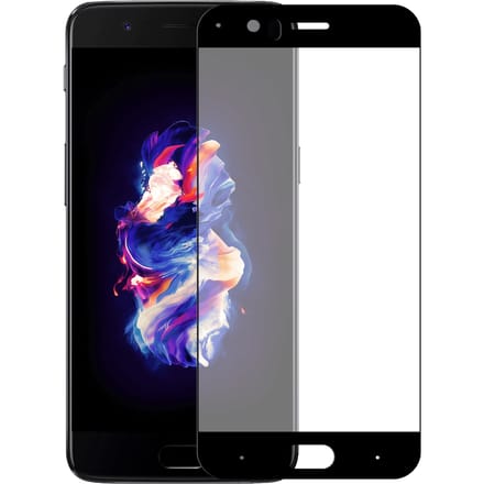 OnePlus 5 screenprotector gehard glas Edge to Edge - Zwart