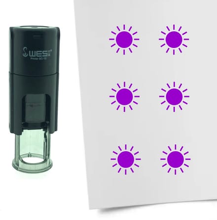 CombiCraft Stempel Zon 10mm rond - paarse inkt