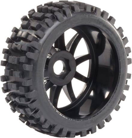 Buggy banden velgenset voor 1:8 voertuigen - 10-spaak zwart
