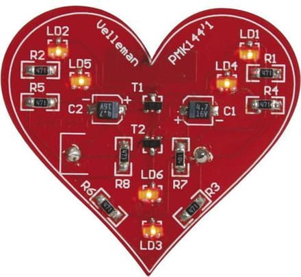 Whadda Soldeerkit, DIY, knipperend SMD hart, mini liefdesgadget, Valentijn