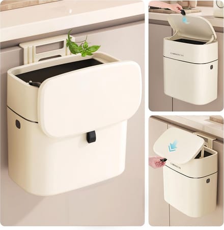 Keuken Compostbak 12 Liter voor Aanrecht - Off-White Afvalemmer
