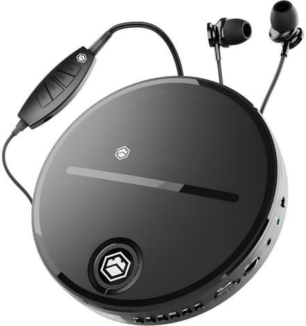 KAD® CD Speler - Compacte Portable CD Speler - CD Walkman met Anti-Skip - Zwart - 15cm x 15cm x 3cm