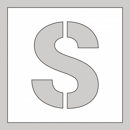 Spuitsjabloon letter S - dibond 500 x 500 mm