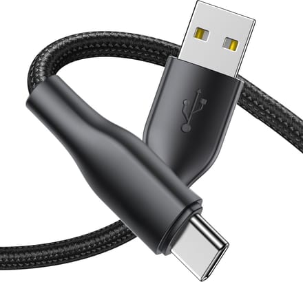 USB A naar USB C Kabel 1 Meter - Stevig Nylon - Zwart