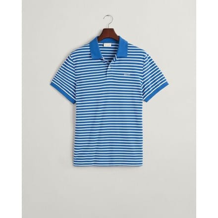Gant Polo Striped Short Sleeve Piqué Rich Blue / male