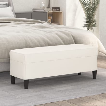 vidaXL - Bankje - 100x35x41 - cm - kunstleer - crèmekleurig
