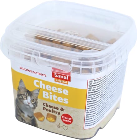 Sanal kat cheese bites cups, prijs per 2 emmertjes van 75 gram - 8,6 x 8,6 x 6,8cm