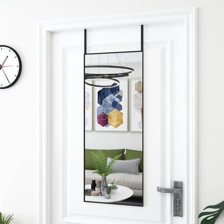 vidaXL - Deurspiegel - 40x100 - cm - glas - en - aluminium - zwart